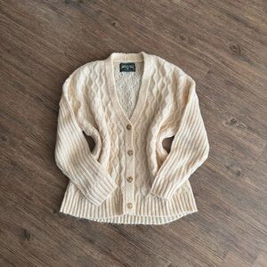 American Eagle Cream Cable Knit Cardigan Sweater